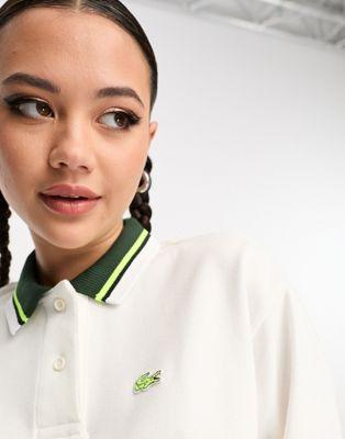 Lacoste White Pique Polo Shirt Dress with Contrast Collar