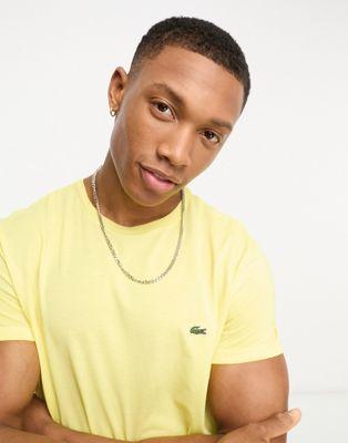 Lacoste Slim Fit Cotton T-Shirt in Pastel Yellow