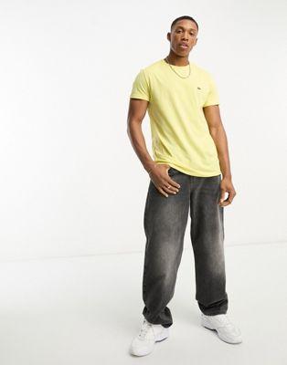 Lacoste Slim Fit Cotton T-Shirt in Pastel Yellow