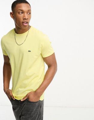 Lacoste Slim Fit Cotton T-Shirt in Pastel Yellow