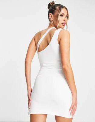Naked Wardrobe One Shoulder Cut Out Mini Dress White