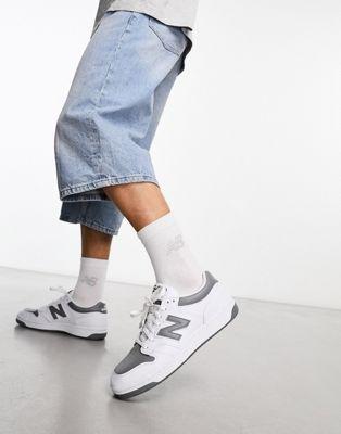 New Balance 480 Leather Sneakers in White & Gray