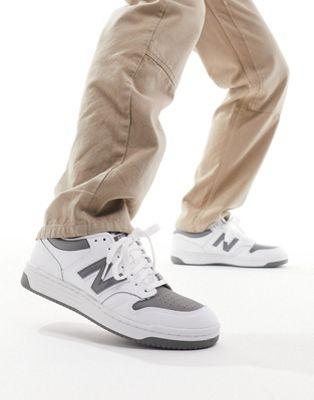 New Balance 480 Leather Sneakers in White and Dark Gray