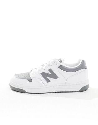 New Balance 480 Leather Sneakers in White and Dark Gray