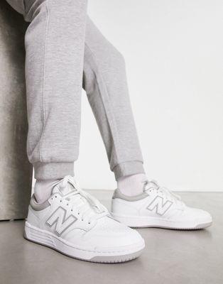New Balance 480 Leather Sneakers in White/Gray