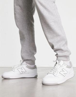 New Balance 480 Leather Sneakers in White/Gray