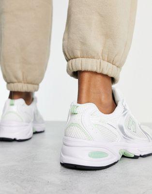 New Balance 530 Sneakers in White and Pastel Green