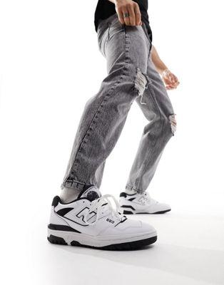 New Balance 550 Matte Leather Low-Profile Sneakers - White/Black