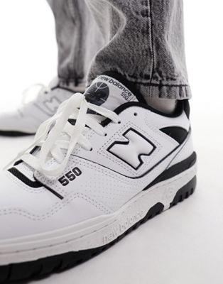 New Balance 550 Matte Leather Low-Profile Sneakers - White/Black