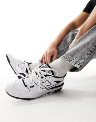 New Balance 550 Matte Leather Low-Profile Sneakers - White/Black