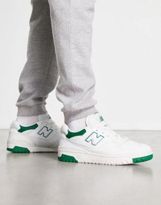 New Balance 550 Leather Sneakers in White and Green