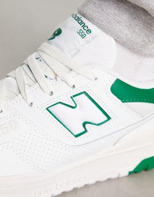 New Balance 550 Leather Sneakers in White and Green