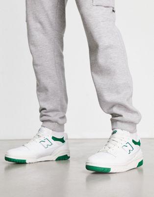 New Balance 550 Leather Sneakers in White and Green
