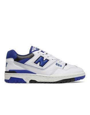 New Balance 550 Leather Sneakers in White/Blue