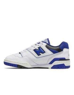 New Balance 550 Leather Sneakers in White/Blue