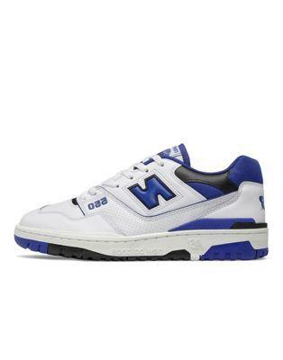 New Balance 550 Leather Sneakers in White/Blue
