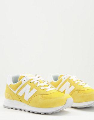 New Balance 574 Pastel Yellow Suede & Mesh Sneakers