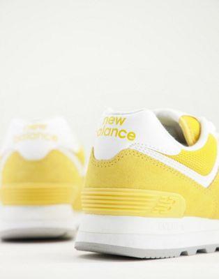 New Balance 574 Pastel Yellow Suede & Mesh Sneakers