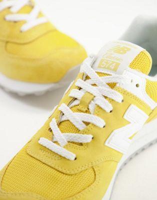 New Balance 574 Pastel Yellow Suede & Mesh Sneakers