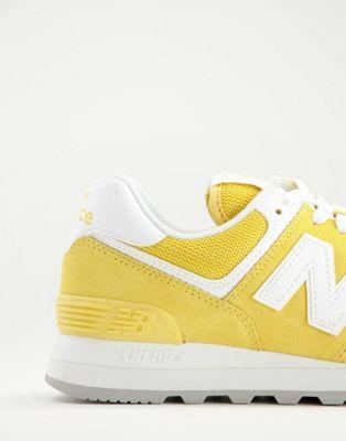 New Balance 574 Pastel Yellow Suede & Mesh Sneakers