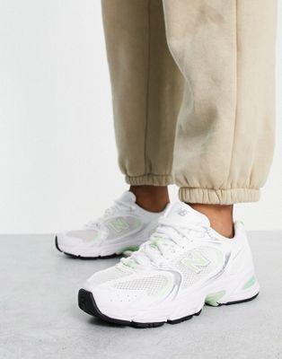 New Balance 530 Unisex Sneakers in White & Pastel Green