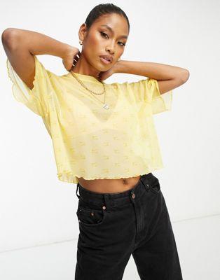 Nike Air Mesh All-Over Print Crop Top - Yellow