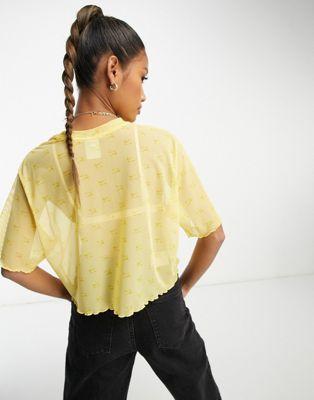 Nike Air Mesh All-Over Print Crop Top - Yellow