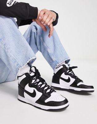 Nike Dunk Hi Retro High-Top Sneakers in Black and White