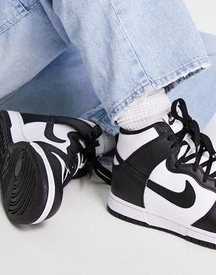 Nike Dunk Hi Retro High-Top Sneakers in Black and White
