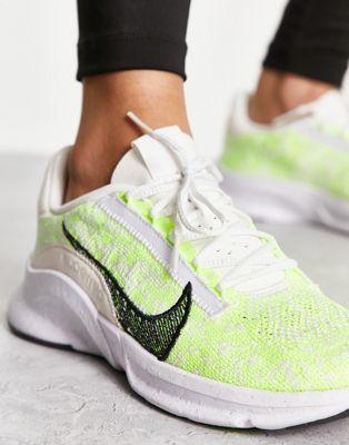 Nike Training Superrep Go 3 Flyknit Sneakers in Yellow & White