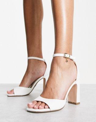 Office White Block Heel Heeled Sandals