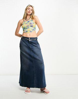 Only Yellow Floral Mesh Tie-Back Scarf Top