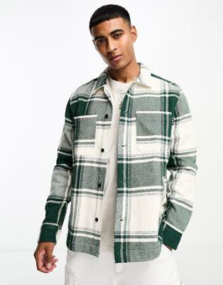 Only & Sons Oversized Green Check Felt Jacket