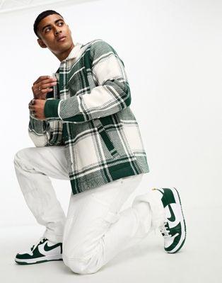 Only & Sons Oversized Green Check Felt Jacket