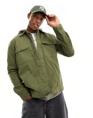 Only & Sons Cotton Twill Worker Overshirt in Khaki