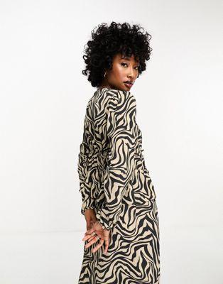 Only Zebra Print Tie Front Blouse