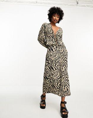 Only Zebra Print Tie Front Blouse