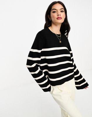 Black and White Stripe Knit Sweater