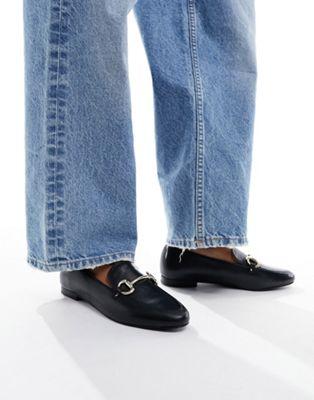Black Leather Loafers with Snaffle Buckle