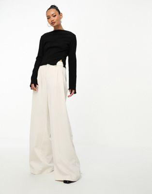 Black Plisse Top with Split Detail