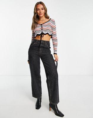 Pacsun Wavy Stripe Drawstring Knit Sweater