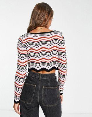 Pacsun Wavy Stripe Drawstring Knit Sweater