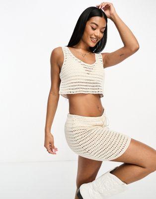 Pacsun Crochet Tank Top in White Sand