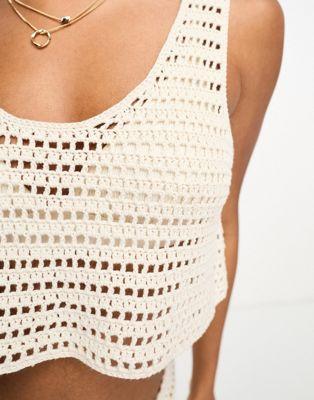 Pacsun Crochet Tank Top in White Sand