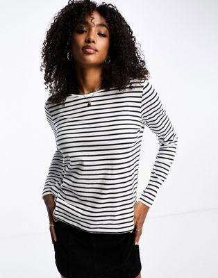 Pieces Long Sleeve Stripe Cotton T-Shirt