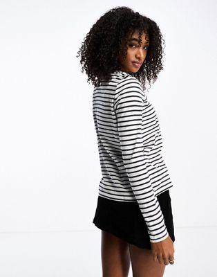 Pieces Long Sleeve Stripe Cotton T-Shirt