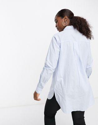 Pieces Longline Cotton Stripe Shirt for Women