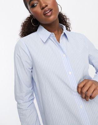Pieces Longline Cotton Stripe Shirt for Women