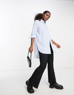 Pieces Longline Cotton Stripe Shirt for Women