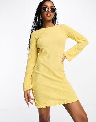 Pieces Beach Open Back Mini Dress in Yellow